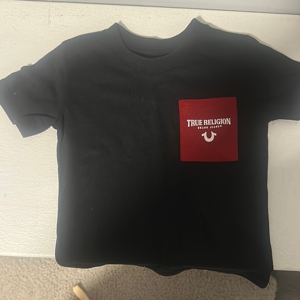 True Religion Black and Red Short Sleeve Tee